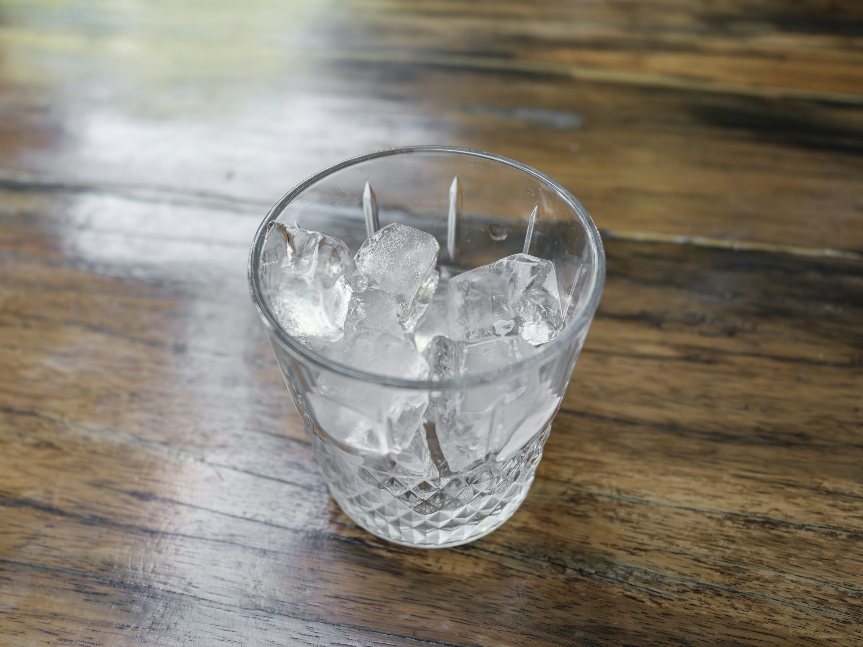 Clear glass filled with ice